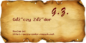 Géczy Zádor névjegykártya